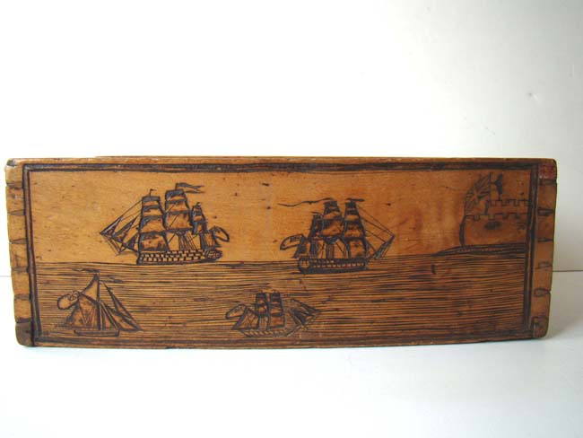A charming Sailor carved Ditty box inscribed "HANNAH STEVENS, AD 1833" — image 2